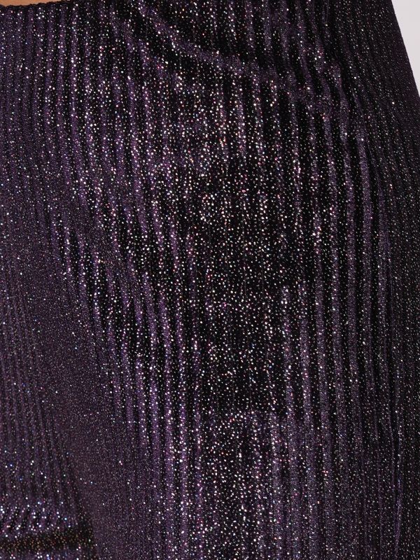 Globus Women Purple Magic Shimmer High-Waist Flared Party Wear Treggings