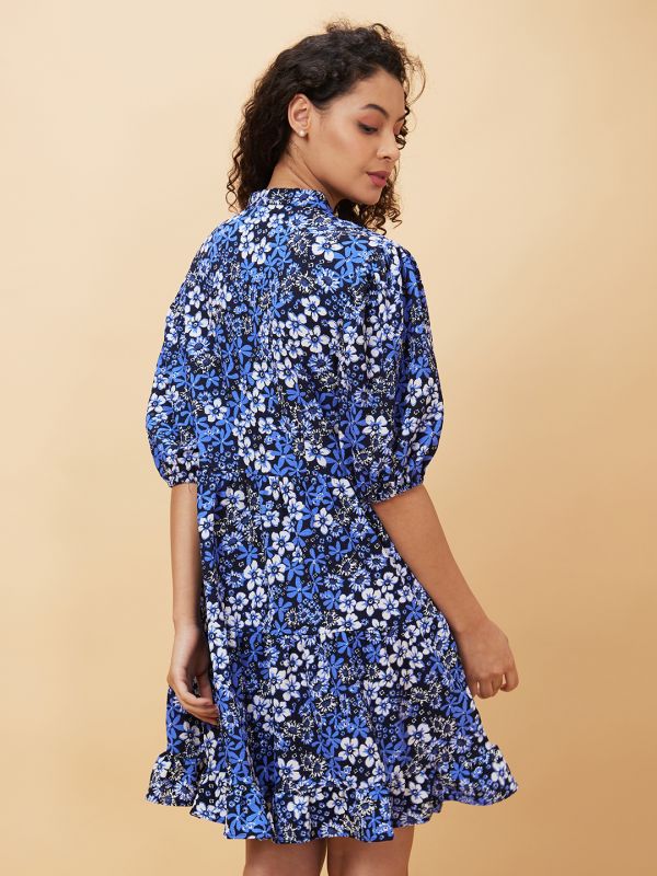 Globus Women Navy Printed A-Line Casual Dress