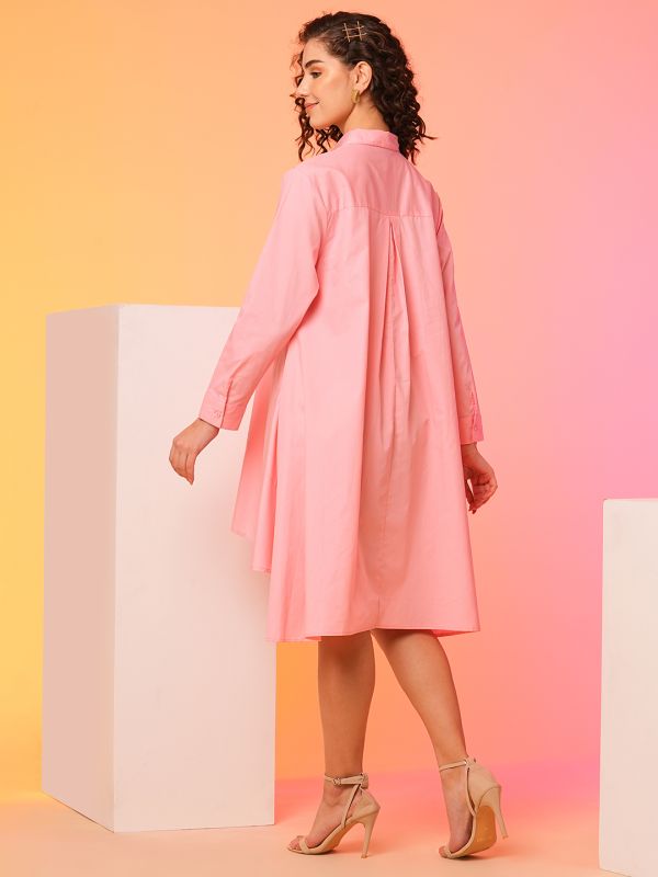 Globus Women Peach Asymmetric Loose Fit A-Line Dress