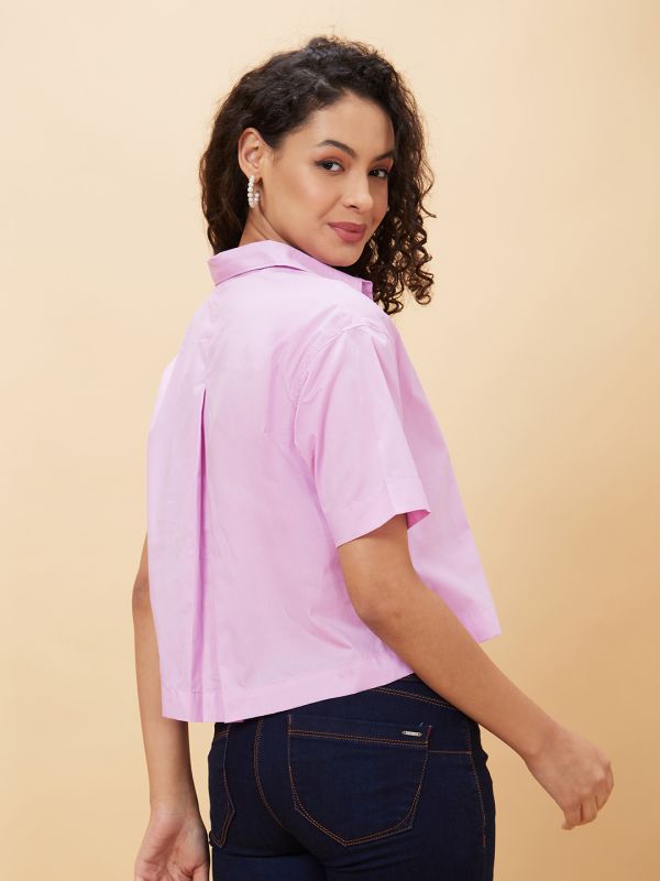 Globus Women Lilac Solid Casual Shirt Style Top