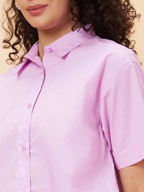 Globus Women Lilac Solid Casual Shirt Style Top