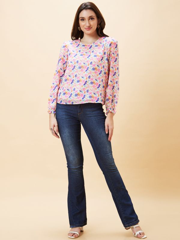 Globus Women Multicolour Floral Print Round Neck Top