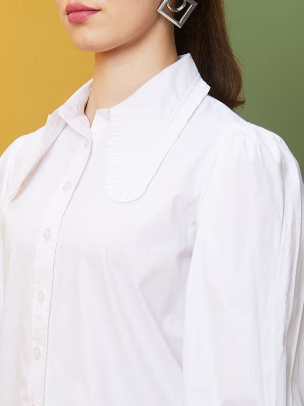 Globus Women White Solid Casual Shirt Style Top