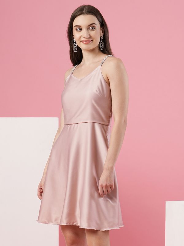 Globus Women Pink Fit & Flare Party Dress