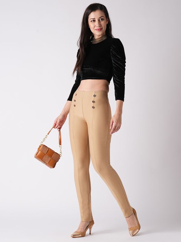 Globus Women Camel Skinny Fit Treggings