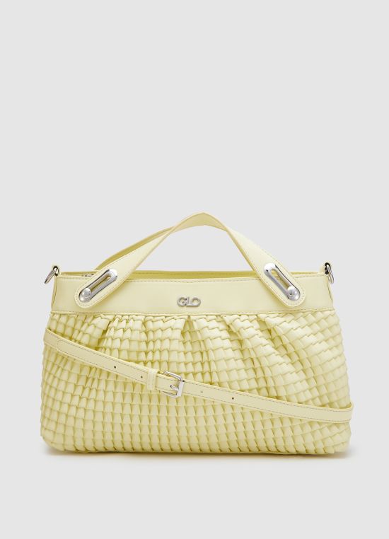 Globus Women Yellow Textured Handheld Bag