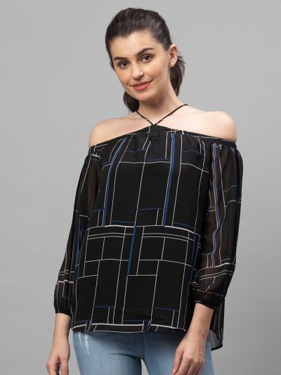 Globus Black Printed Top