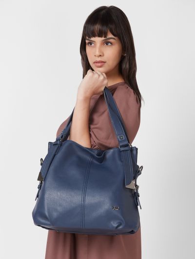 Globus Women Navy Solid Vegan Leather Hobo Bag