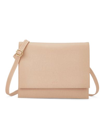 Globus Women Light Beige Vegan Leather Solid Sling Bag With Detachable Strap