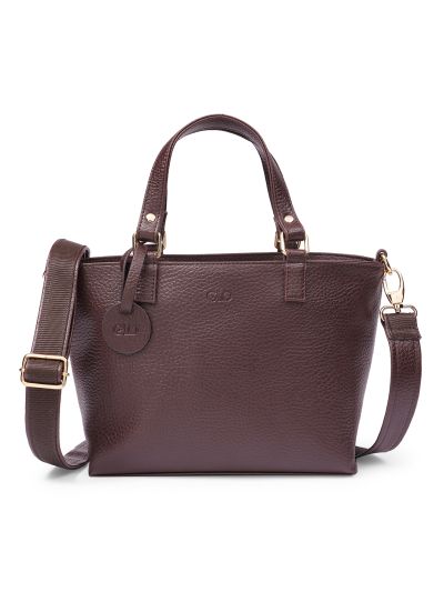 Globus Women Brown Vegan Leather Textured Tote Bag With Detachable Strap