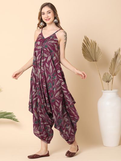 Globus Women Purple Allover Printed Dhoti Style Jumpsuit