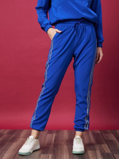 Globus Women Blue Solid High-Rise Casual Jogger