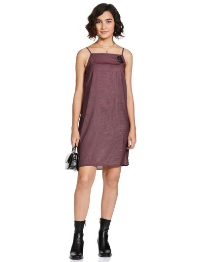 Globus Pink Self-Checked A-Line Dress