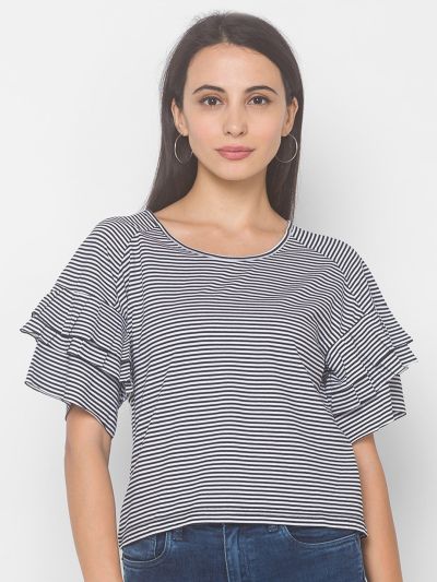 Globus Black Striped Round Neck T-Shirt