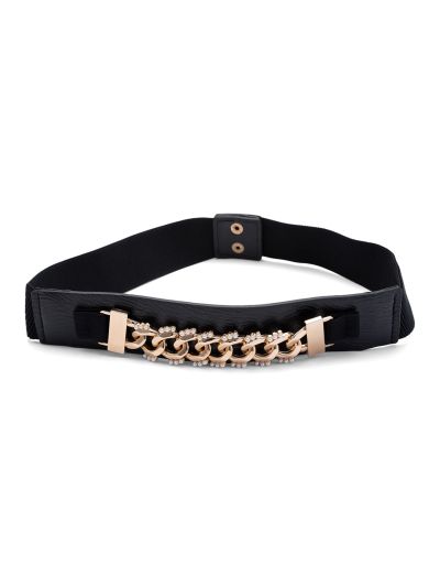 Globus Women Black Solid Wide Fashion Belt