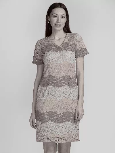 Globus Coral Self Design A-Line Lace Dress