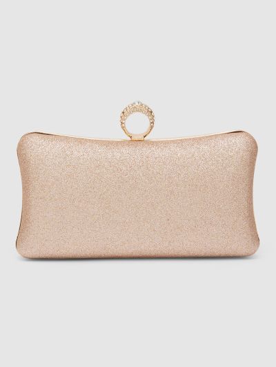 Globus Women Rose Gold Embellished Party Box Clutch