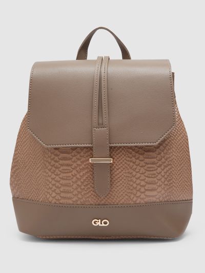 Globus Women Brown Textured Vegan Leather Backpack