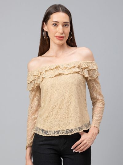 Globus Beige Self Design Top