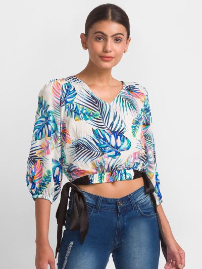 Globus White Printed Top