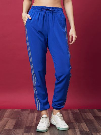 Globus Women Blue Solid High-Rise Casual Jogger