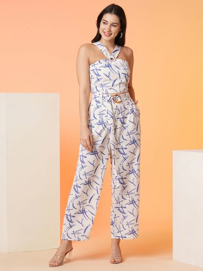 Globus White Wine Printed Top & Trouser Co-Ord Set