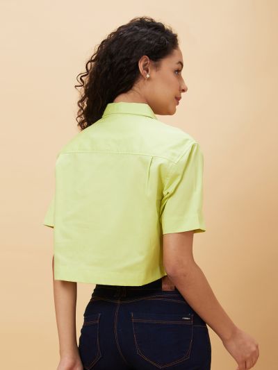 Globus Women Lime Solid Casual Shirt Style Top
