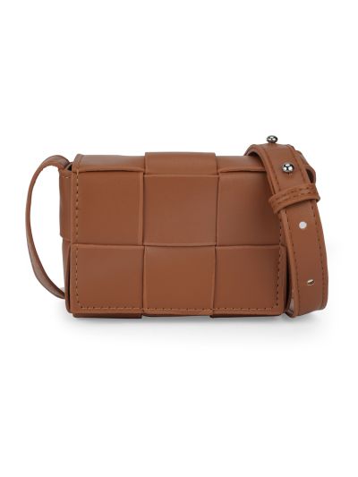 Globus Women Tan Allover Layered Panel Structure Small Party Sling Bag