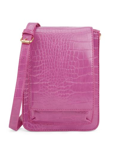 Globus Women Pink Animal Effect Small Rectangular Party Sling Bag With Detachable Strap