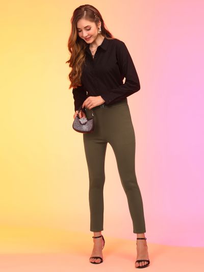 Globus Women Mud Brown Skinny Fit Treggings