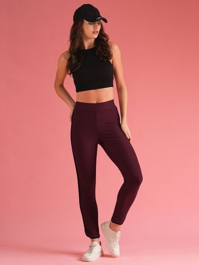 Globus Women Black Skinny Fit High-Rise Sports Treggings