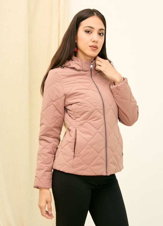 Globus Women Pink Solid Mock Collar Long Sleeves Polyester Puffer Jacket