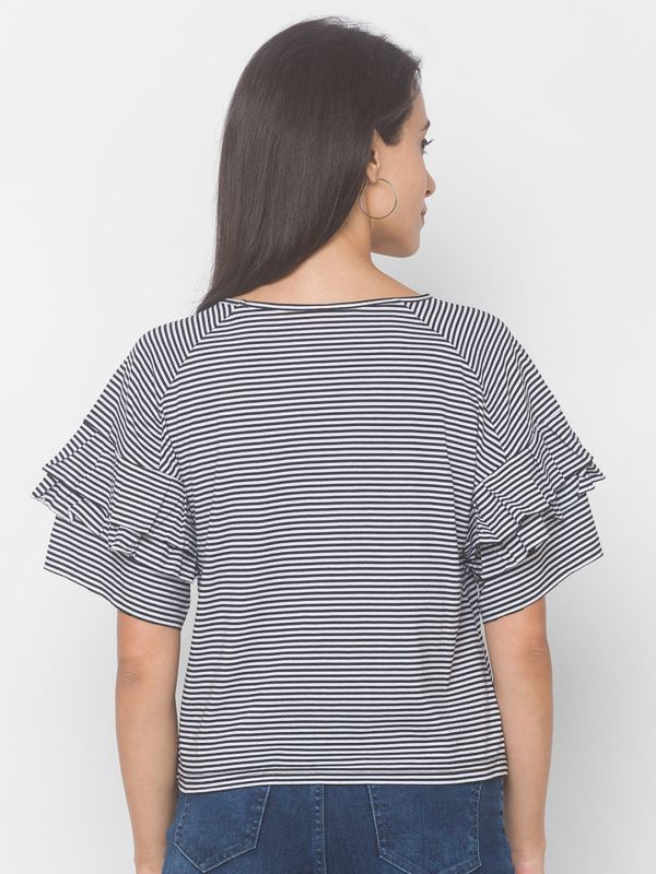 Globus Black Striped Round Neck T-Shirt