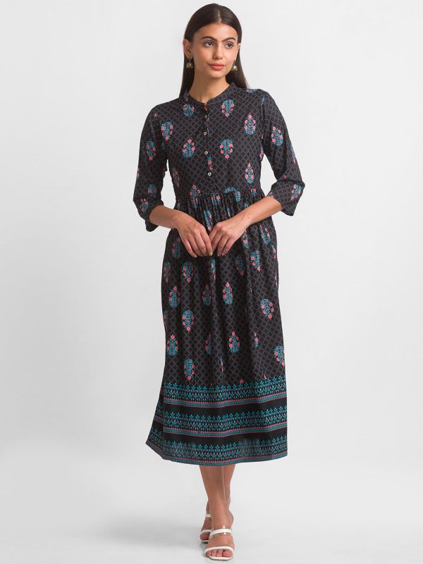 Globus Black Printed Dress