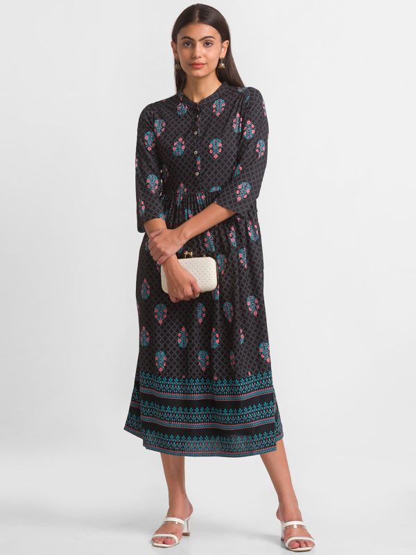 Globus Black Printed Dress