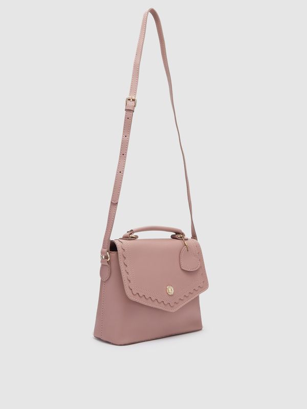 Globus Women Taupe Solid Vegan Leather Sling Bag