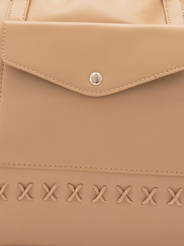 Globus Women Beige Solid Vegan Leather Handheld Bag