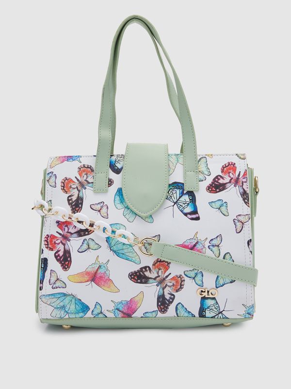 Globus Women Mint Printed Vegan Leather Handheld Bag