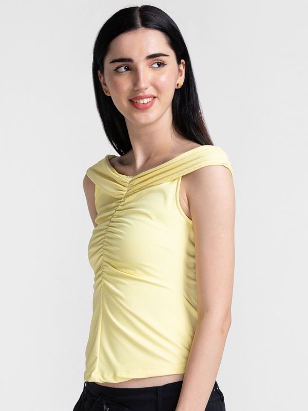 Globus Yellow Self Design Top