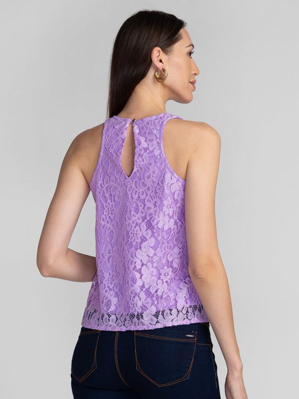 Globus Lavender Self Design Lace Top