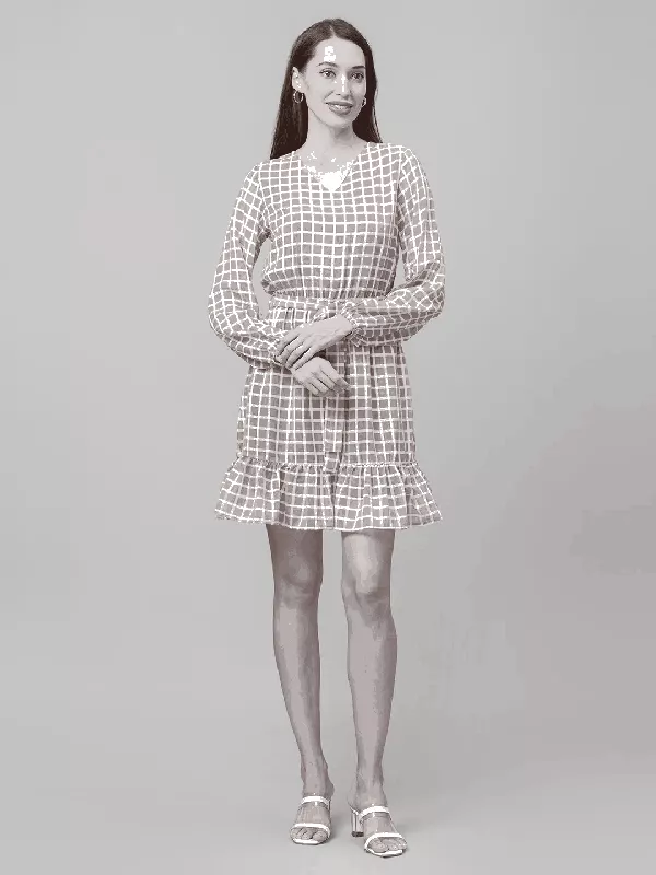 Globus Ochre Checked Fit and Flare Dress