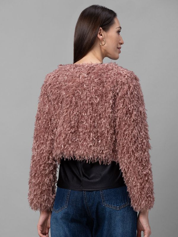 Globus Pink Self Design Party Crop Jacket