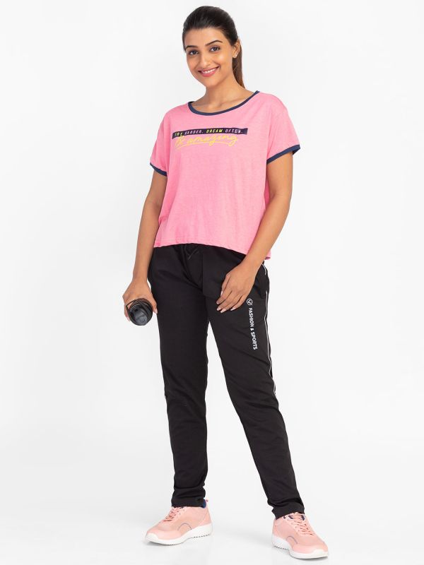 Globus Pink Printed Regular Fit Sports Tshirt