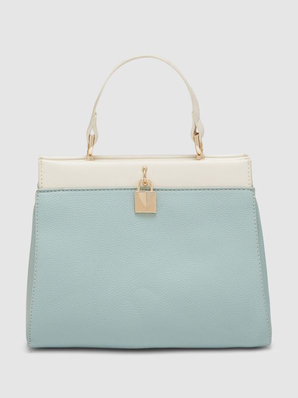 Globus Women Mint Green Colourblocked Casual Handheld Bag