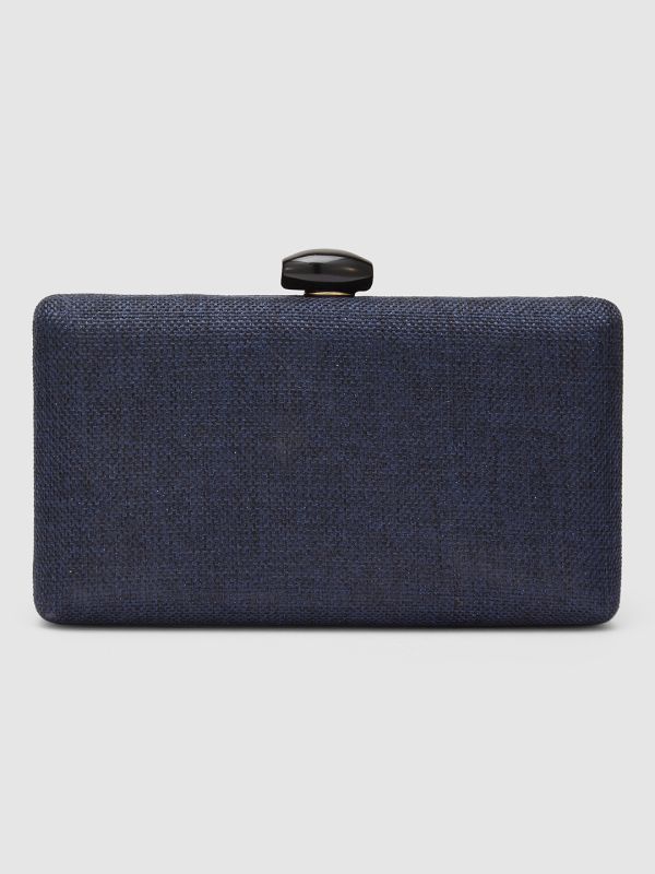 Globus Women Navy Textured Party Box Clutch