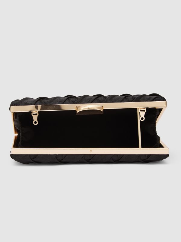 Globus Women Black Textured Party Box Clutch