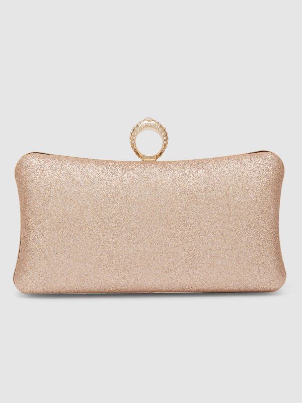 Globus Women Rose Gold Embellished Party Box Clutch