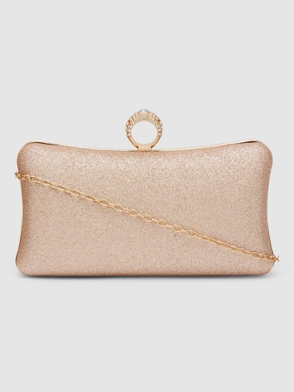 Globus Women Rose Gold Embellished Party Box Clutch