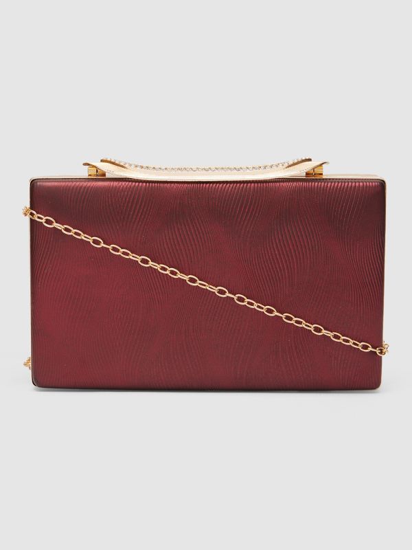 Globus Women Red Embellished Party Box Clutch