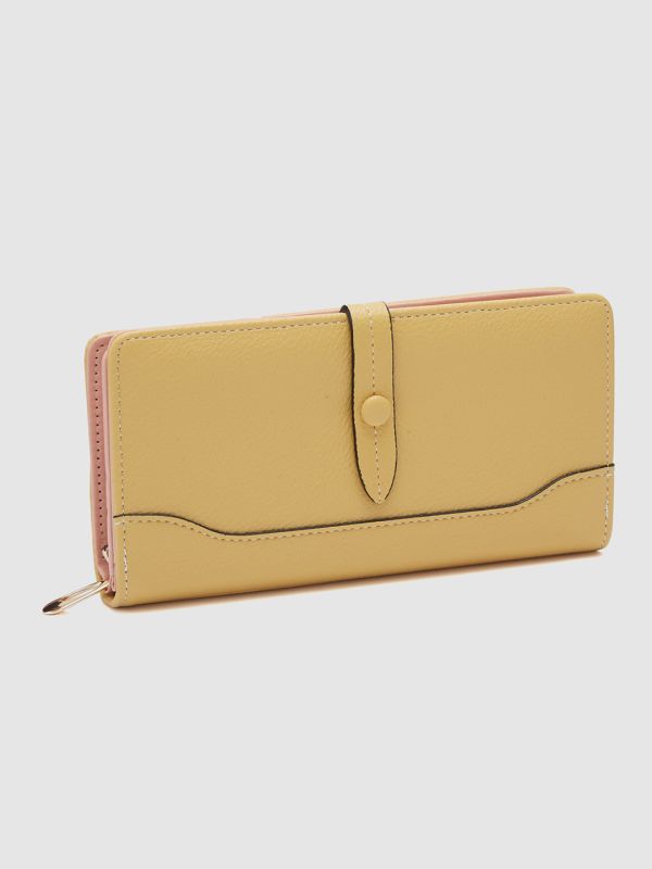 Globus Women Mustard Textured Zip Around Wallet